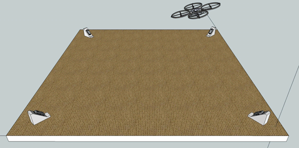 quadcopter drone landing depiction using hx7 ultrasonic positioning system